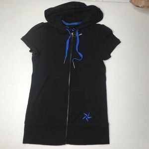 Nollie Black with Blue Short Sleeve Hooded Sweater